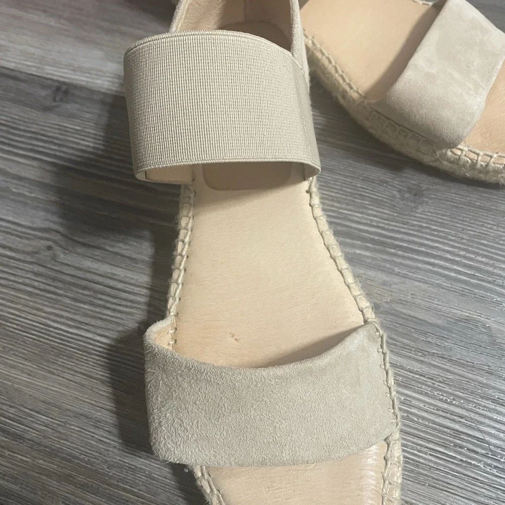 KANNA Spain Womens Sz 37 (US 6.5-7) Beige Suede‎ Elastic Band Espadrilles Summer